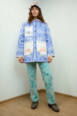 Куртка Утепленная с Кружевными Карманами синяя