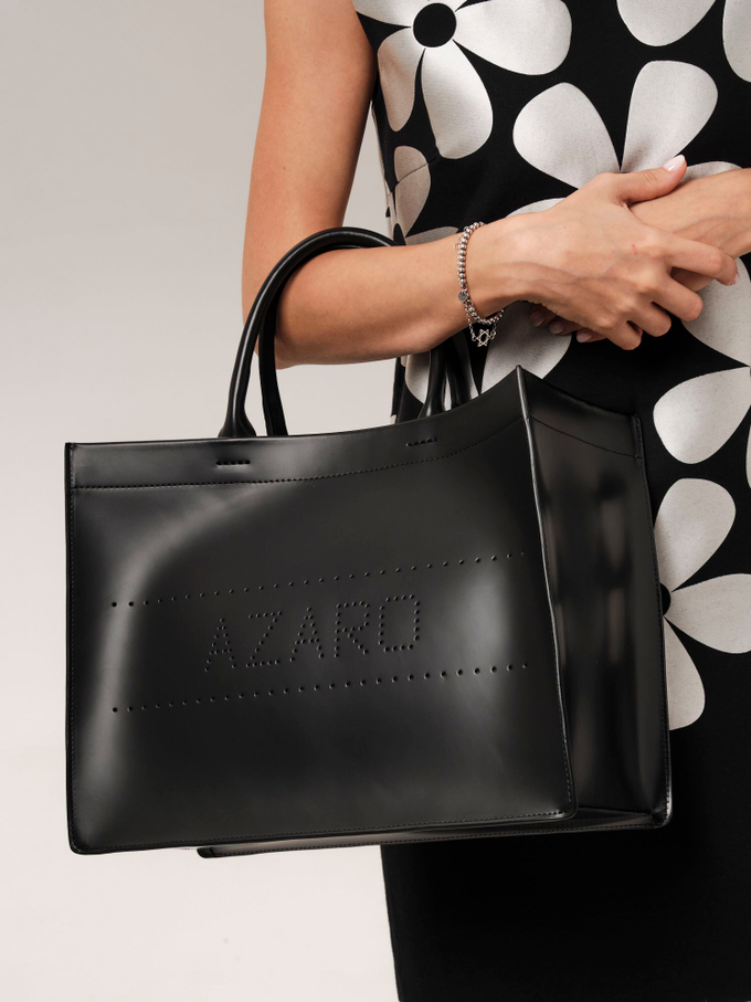 Сумка кожаная шоппер черная