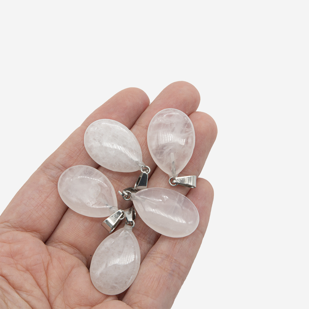 Подвеска-капля из натурального белого кварца, 16*24мм