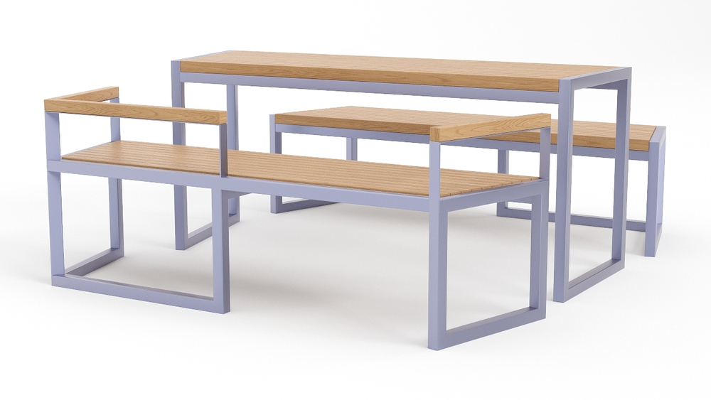 Стол с лавкой и скамейкой SK00362