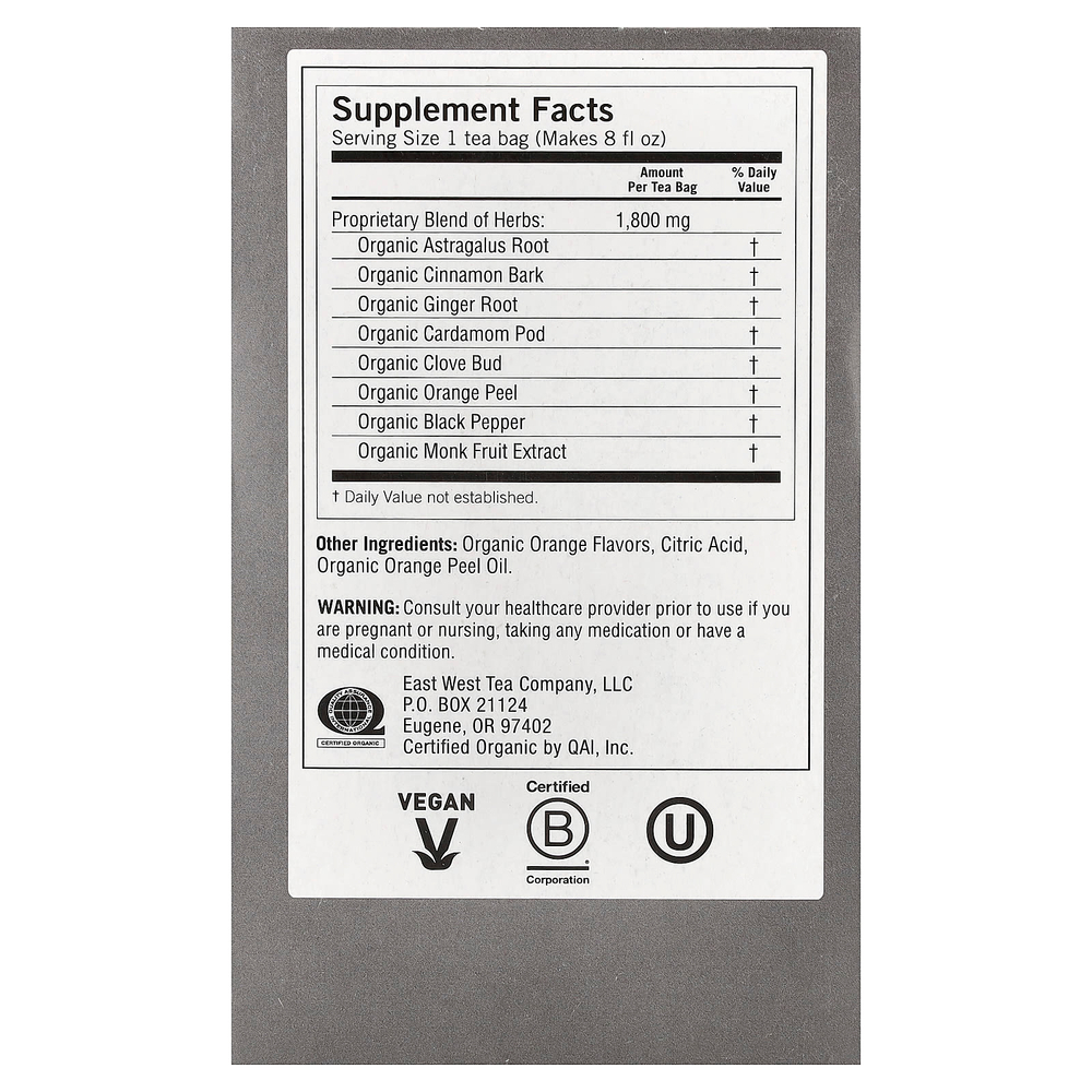 Yogi Tea, апельсин и гвоздика, без кофеина, 16 чайных пакетиков, 32 г (1,12 унции)