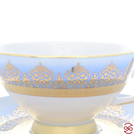 Набор чайных пар Falkenporzellan Constanza Marakesh Blue Gold 210 мл (6пар)