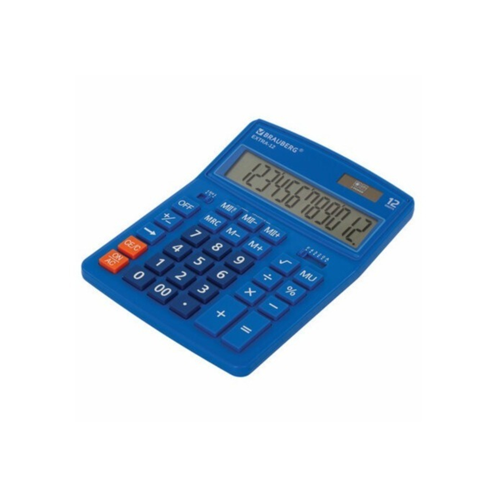 Калькулятор BRAUBERG EXTRA 12р /2 памяти/ (155*206) Синий, COLOR-12-BU