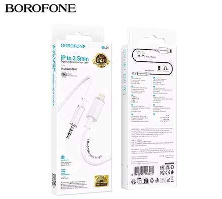 Аудио Адаптер BOROFONE BL21 Lightning - 3.5mm AUX (белый)
