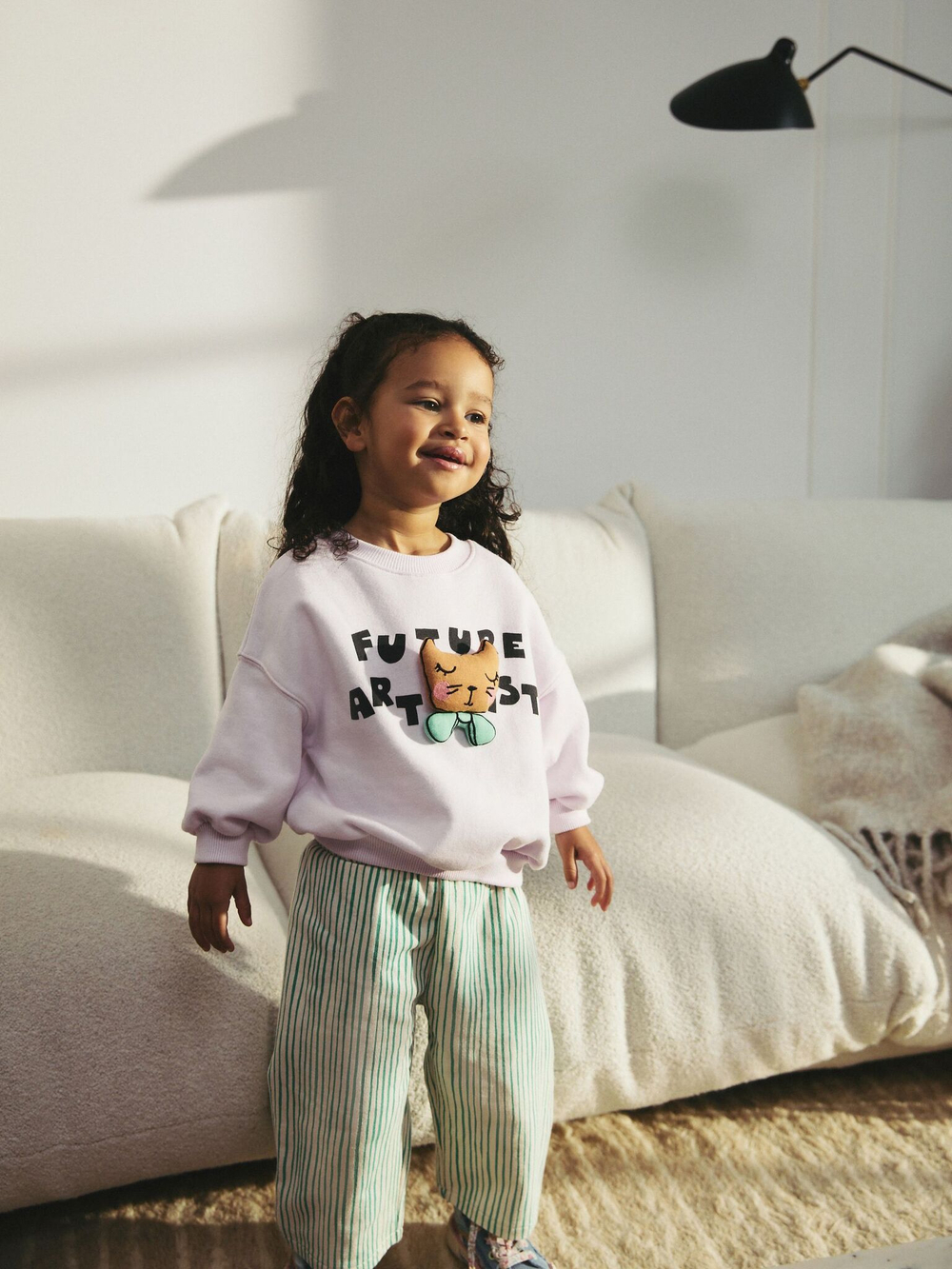 Толстовка и брюки широкие в комплекте для девочки Next E54-953, Сиреневый, Зеленый