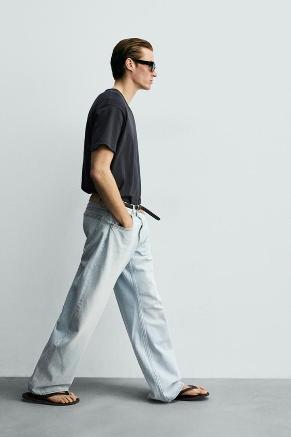 ZARA ДЖИНСЫ BALLOON FIT, ГОЛУБОЙ