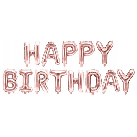 Набор шаров-букв «Happy Birthday» в цвете розовое золото