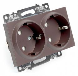 Розетка двойная с заземлением и со шторкой, без рамки Stekker Катрин 49030