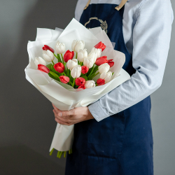 Белые и красные тюльпаны