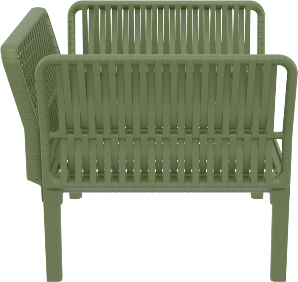 Кресло пластиковое с подушками Siesta Contract Portofino Lounge, оливковый, светло-коричневый