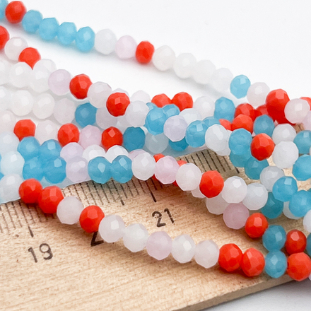 Бусины стекло, цвет микс, размер около 3*4 мм, цена за нить 38 см