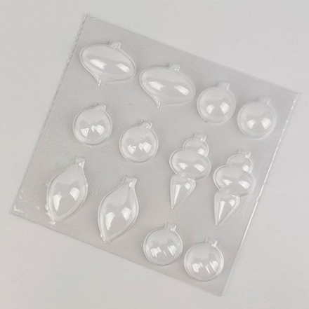 Пластиковая форма для шоколада новогодняя "Ёлочные игрушки" 18*17см