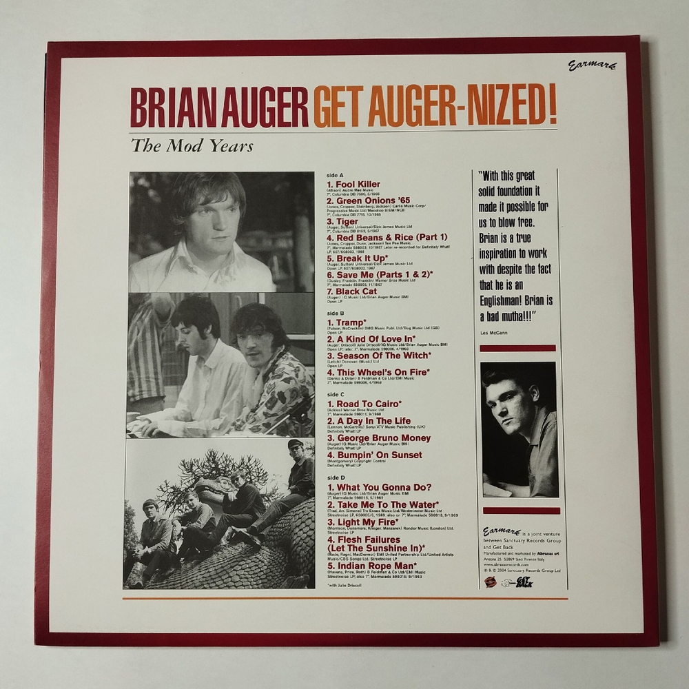 Винтажная виниловая пластинка LP Brian Auger Get Auger-Nized! (The Mod Years) (Italy 2004)