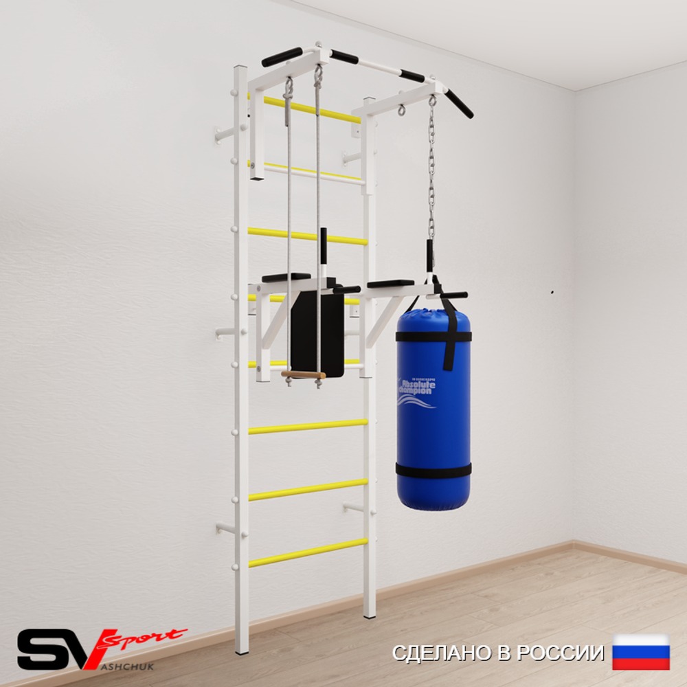 Шведская стенка Sv Sport усиленная 6731 (Турник стандарт/Брусья/Трапеция/Цепь/Мешок 15кг)