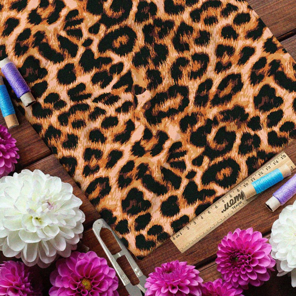 Ткань шелк Армани натуральный леопард