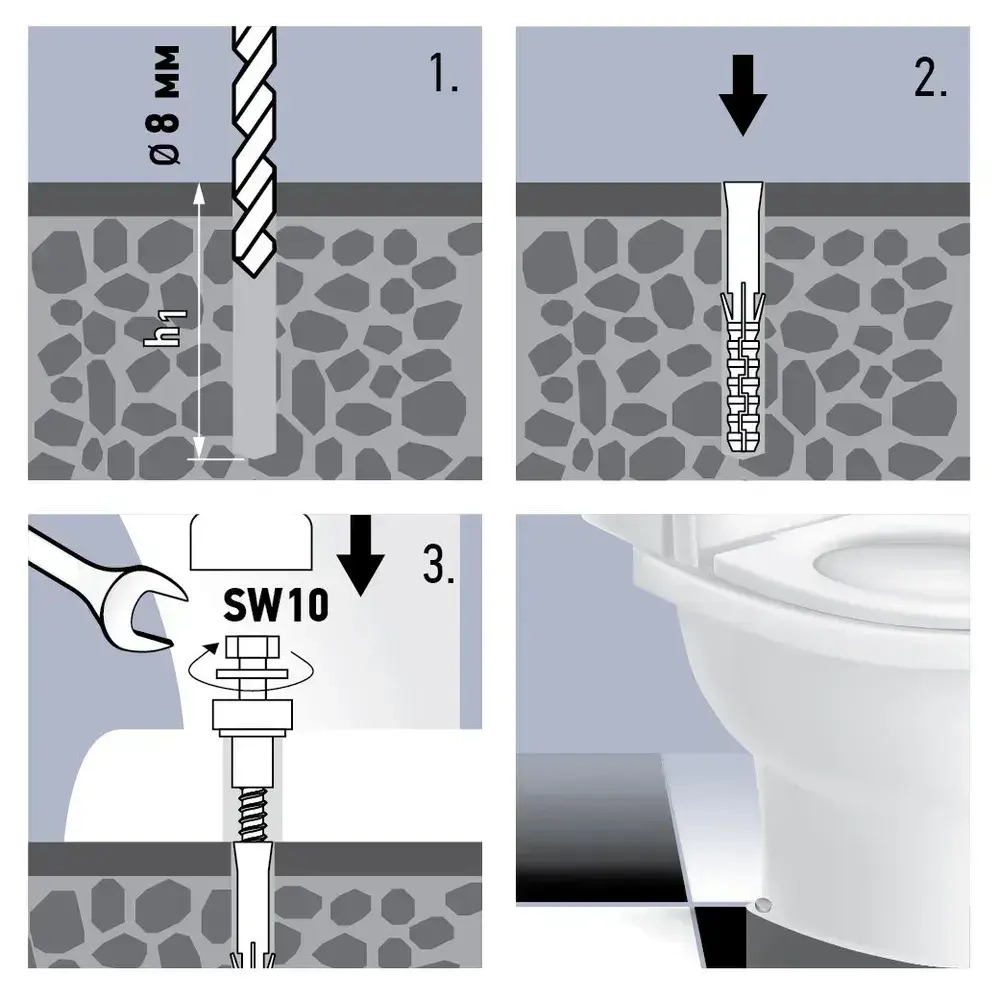 Крепление для унитаза основание 20-40 мм с нержавеющим шурупом Европартнер (2 шт.)
