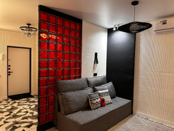 Стеклоблок красный волна окрашенный изнутри Vitrablok 19x19x8