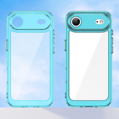 Прозрачный чехол для iPhone Air, с усиленными защитными рамками бирюзового цвета