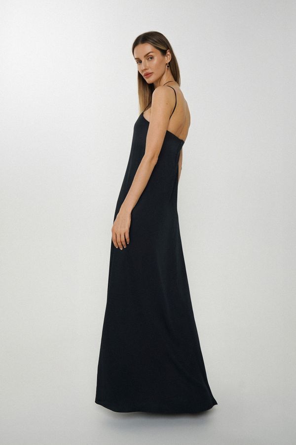 Платье-комбинация А-силуэта AD044 черное - фото 5