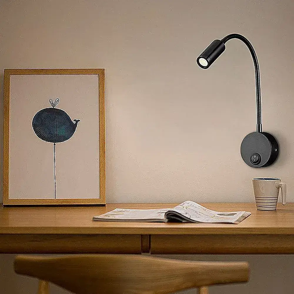 Настенный светильник бра на гибкой ножке для чтения, прикроватная настенная лампа, Max-Intro