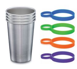 Набор стаканов Klean Kanteen Steel Pint 16oz (473 мл) + силиконовые держатели, - 4 шт