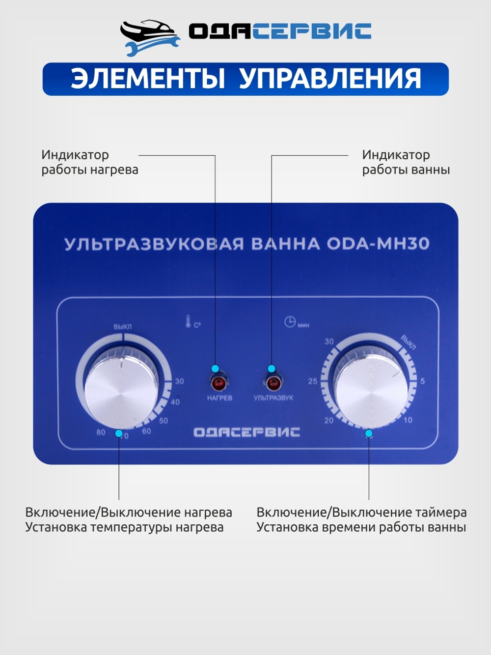 Ультразвуковая ванна с механическим таймером и подогревом, 3 л ОДА Сервис ODA-MH30