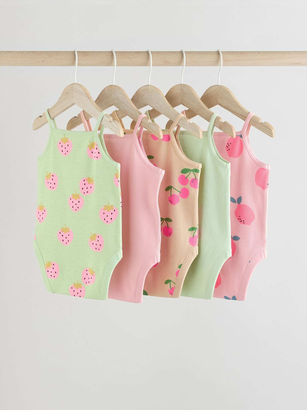 Боди без рукавов для малышей Next E58-050, 5 шт., Салатовый, Розовый, Бежевый