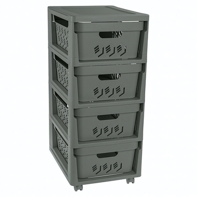 Комод на колесах deluxe, 4 ящика, 300х385х690 мм (серый)