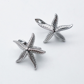 Ювелирные швензы Морская звезда с родиевым покрытием, размер 17*18 мм, цена за пару