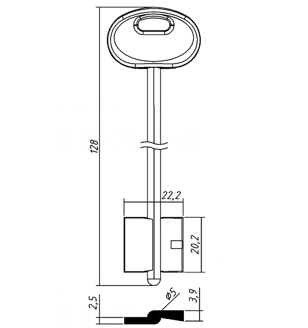 Заготовка сувальдного ключа 14467 MET13DP