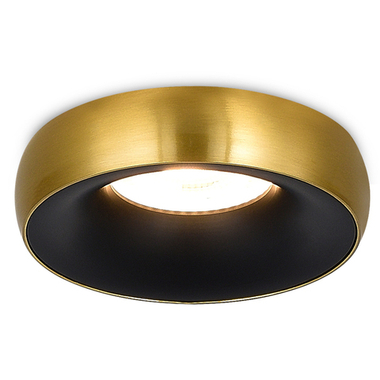 Светильник встраиваемый, GU10, D95xH35мм, IP20, латунное основание, черный плафон, без лампы