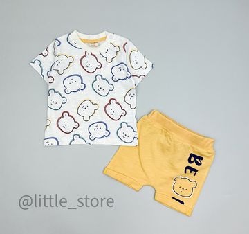 Комплект хлопковый "Медвежата" белый/желтый