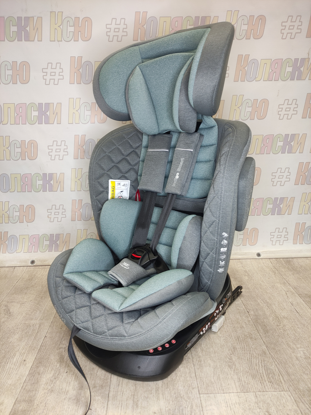 Автокресло детское Indigo Smart+ ISOFIX группа 0/1/2/3 (0-36) серый-зеленый