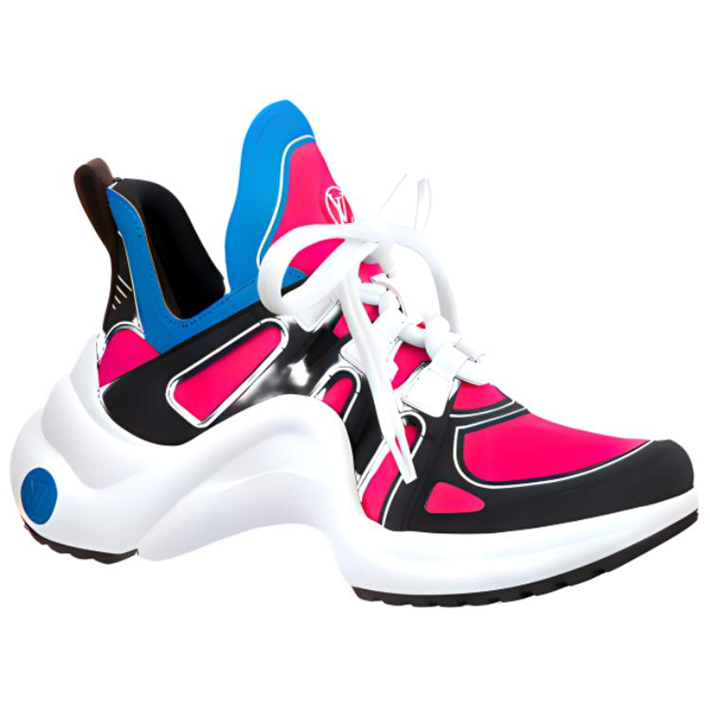 LOUIS VUITTON Archlight 1.0 Fabric Abrasion Resistant Abrasion Resistant Low top Casual Shoes Women"s Pink Blue White