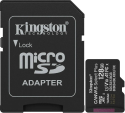 Карта памяти Kingston 128GB MicroSDXC Class 10 Canvas Select Plus (SDCS3/128GB) + SD адаптер 150мб/с.