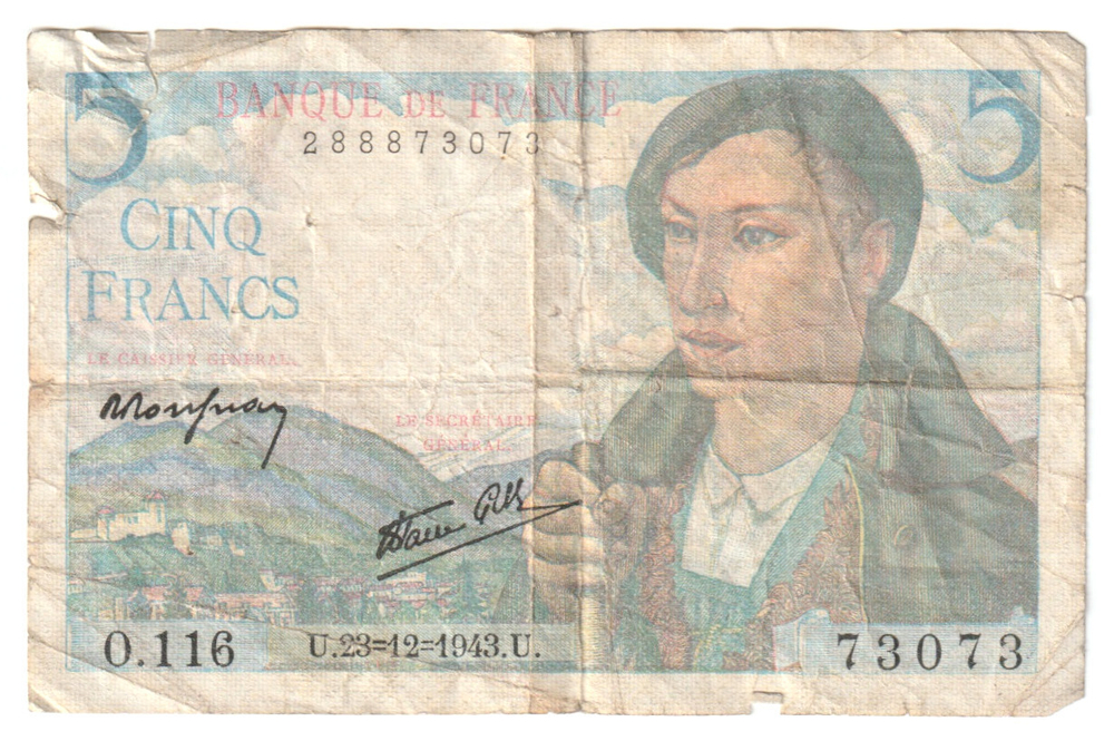 France, 5 Francs, 1943, G