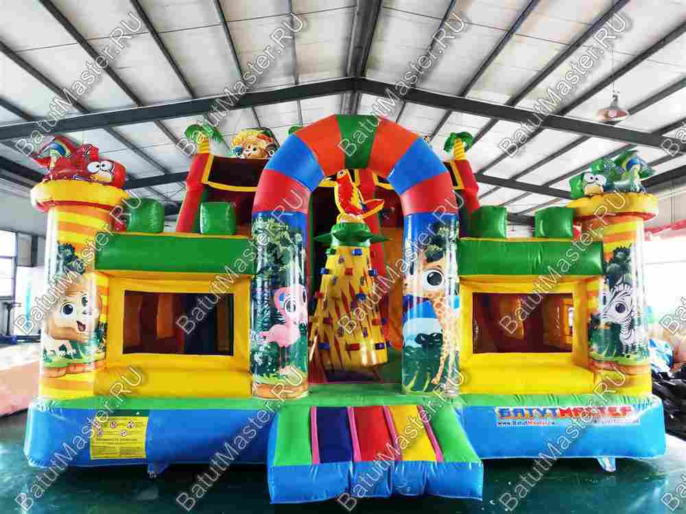 Коммерческий надувной батут "Дружная компания", с окнами по бокам 8*6*6 м