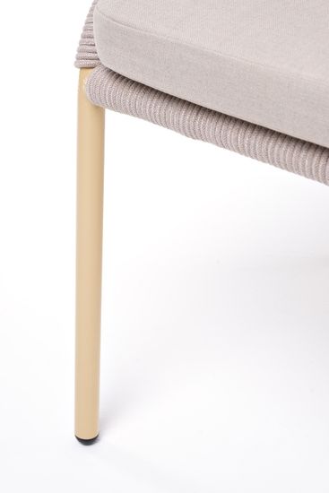 "Милан" стул плетеный из роупа, каркас алюминий (RAL1001), роуп бежевый круглый, ткань бежевая