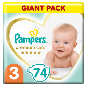 ПОДГУЗНИКИ PAMPERS PREM CARE MIDI 3 6-10КГ 74ШТ