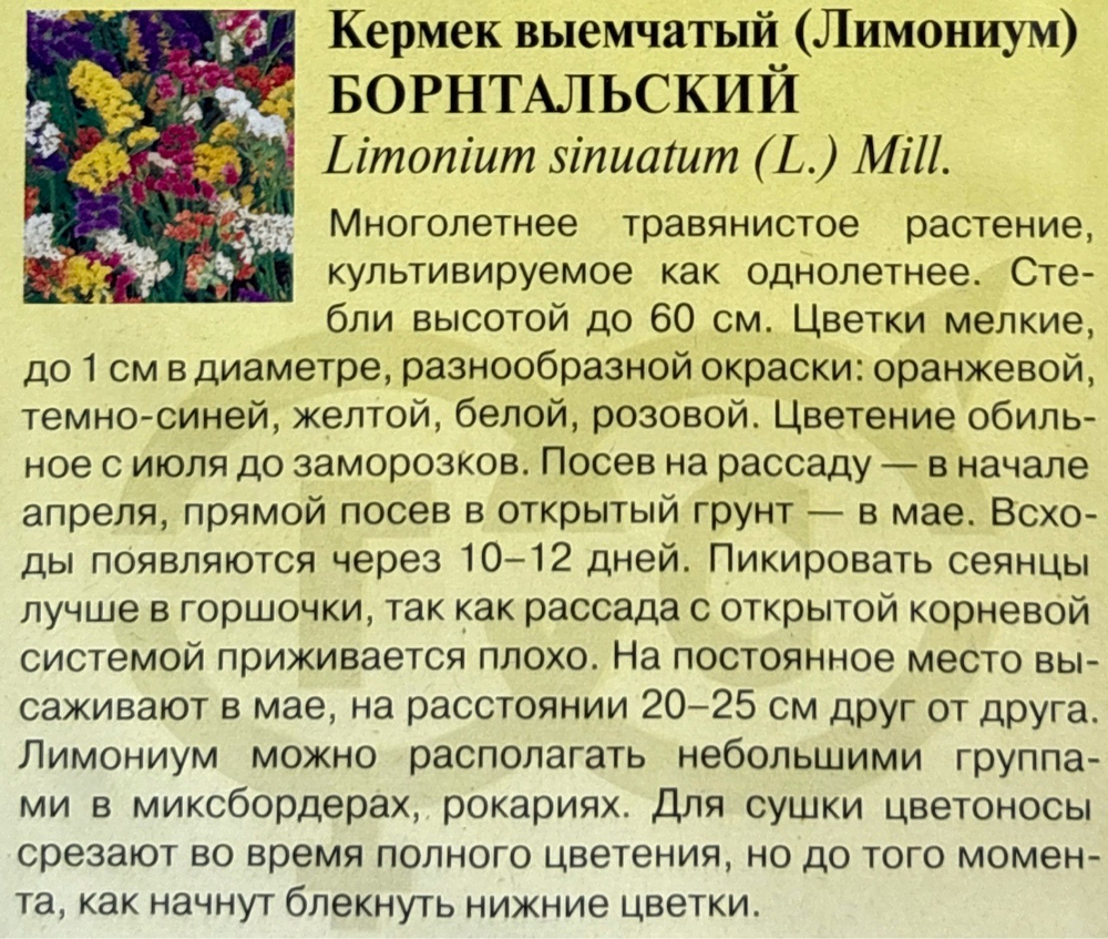 Лимониум Борнтальская смесь 0,1 г СМЦ-262