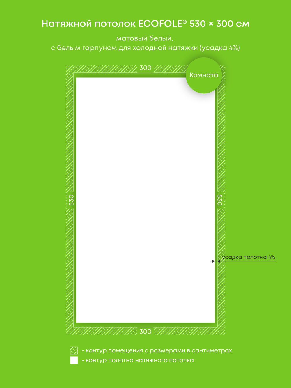 Матовый натяжной потолок 15.9 м2