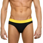 Черные мужские трусы-слипы с желтой резинкой (Размер: L) (Цвет: черный)