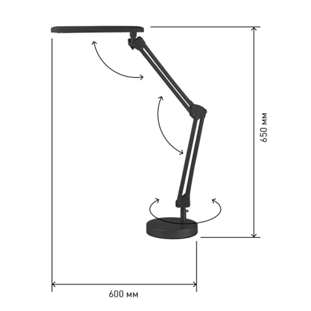 Настольный светильник ЭРА NLED-440-7W-BK светодиодный на струбцине и с основанием черный