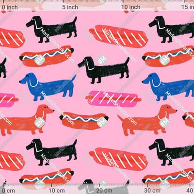 Таксы и хот-доги на розовом by Catmancer 411 DPI