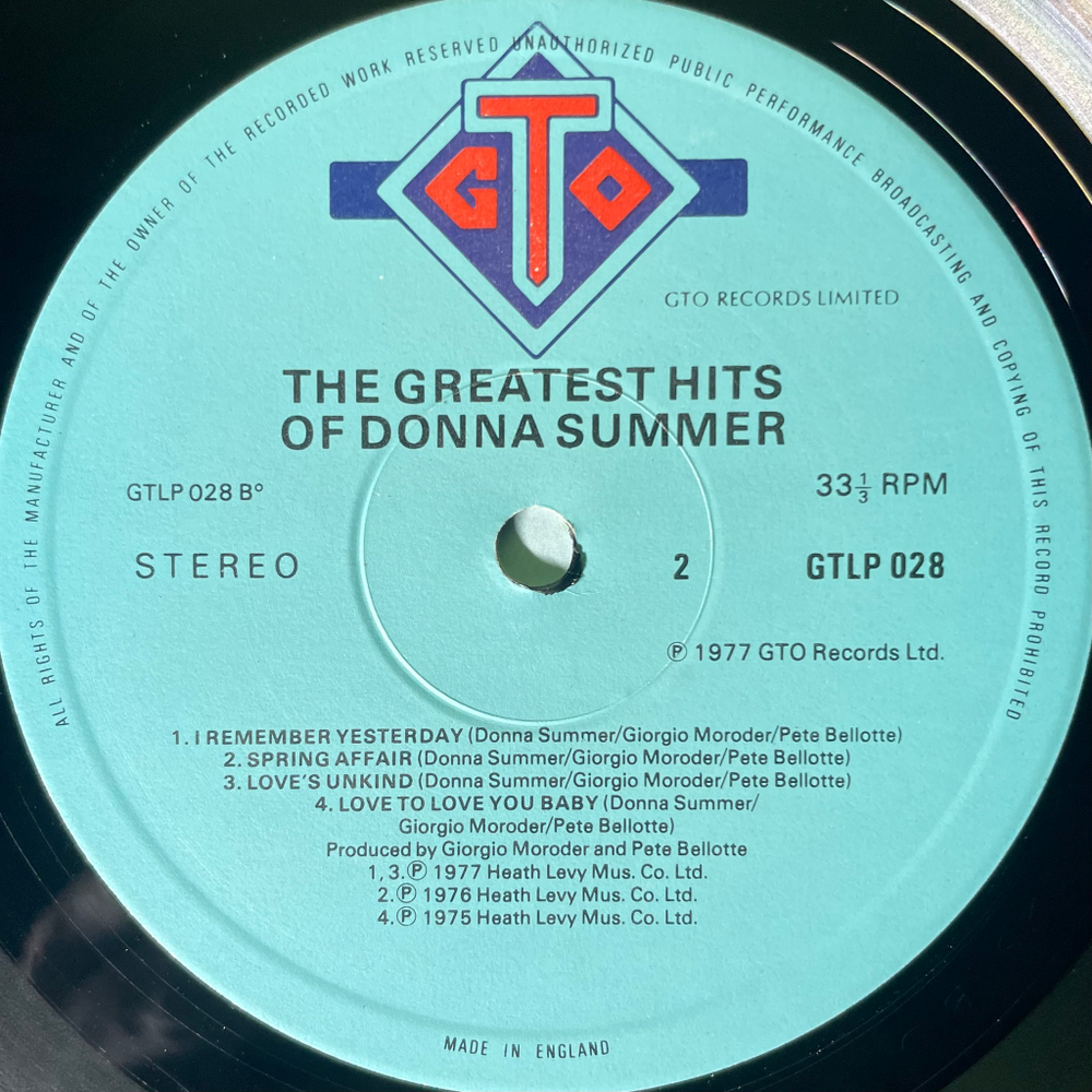 Donna Summer ‎– The Greatest Hits Of Donna Summer (Англия 1977г.)