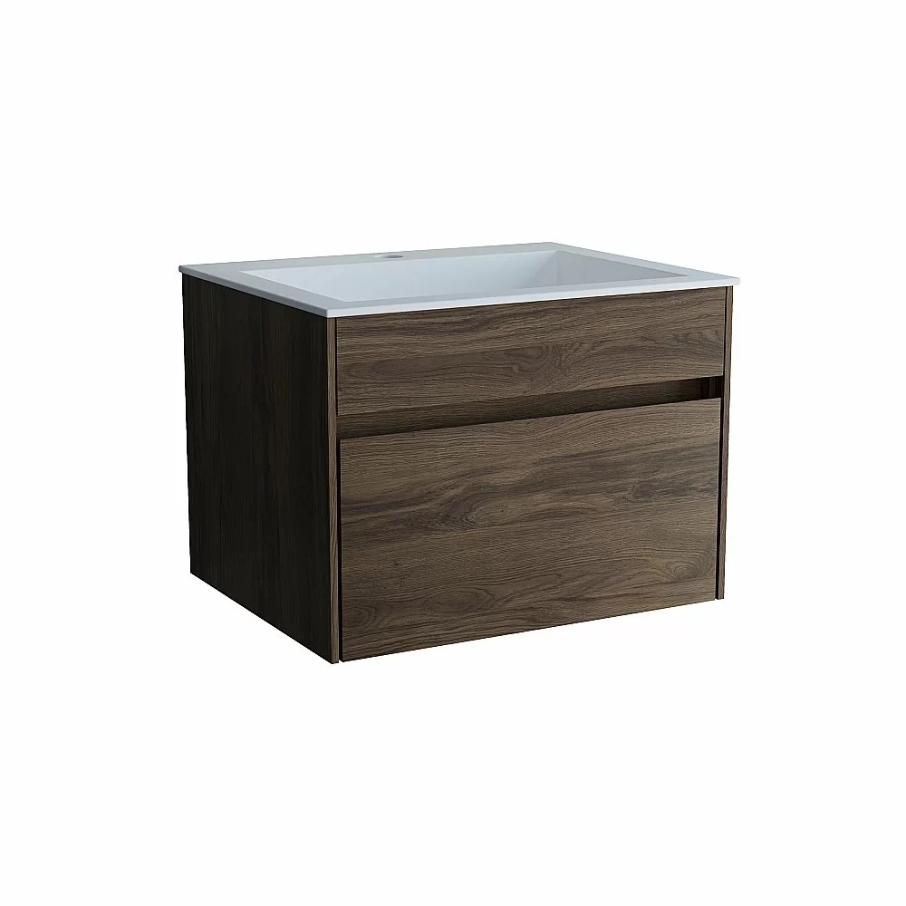 Тумба с раковиной Vincea Chiara 60 VMC-2C600CO/VCB-13600W тёмный дуб/раковина белая