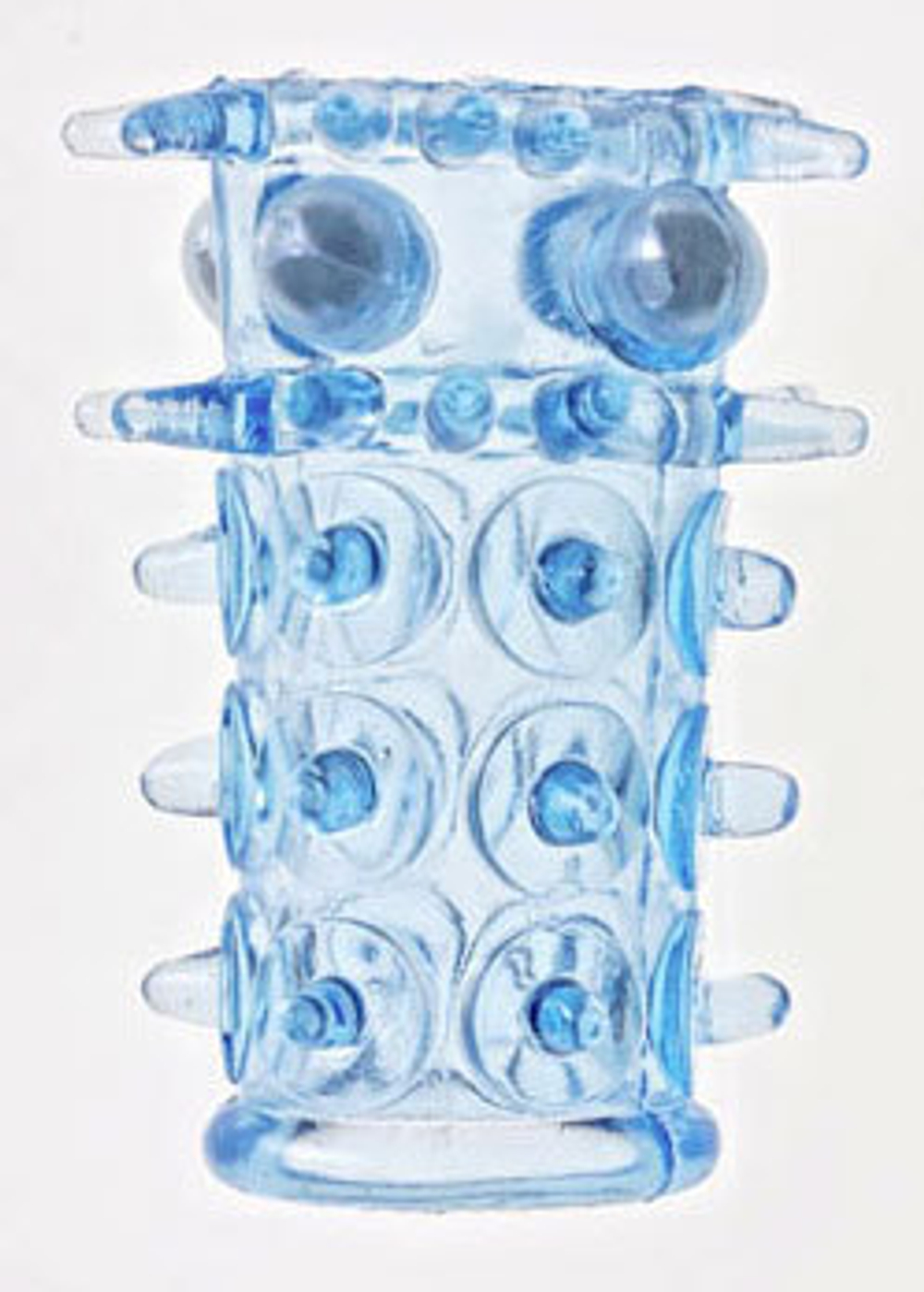 Голубая насадка на фаллос с шипами и бусинами