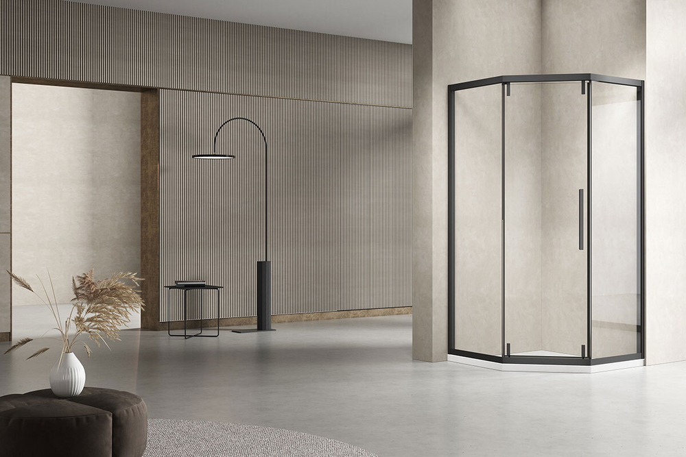 Душевой уголок Show VSP1-4SH100CLB, 1000*1000, черный, стекло прозрачное