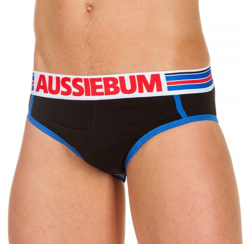 Трусы мужские джоки черные с голубой окантовкой AussieBum