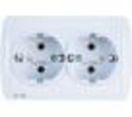 Розетка двухместная "UNIVersal" серия "Клио", IP44, с/з, о/у, 16А, 220В, белая (еврослот) (GP2101)